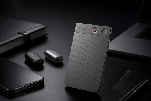Plaud Note portable AI note taking device on a modern workspace with smartphone, laptop, and accessories | Zenith Philippines