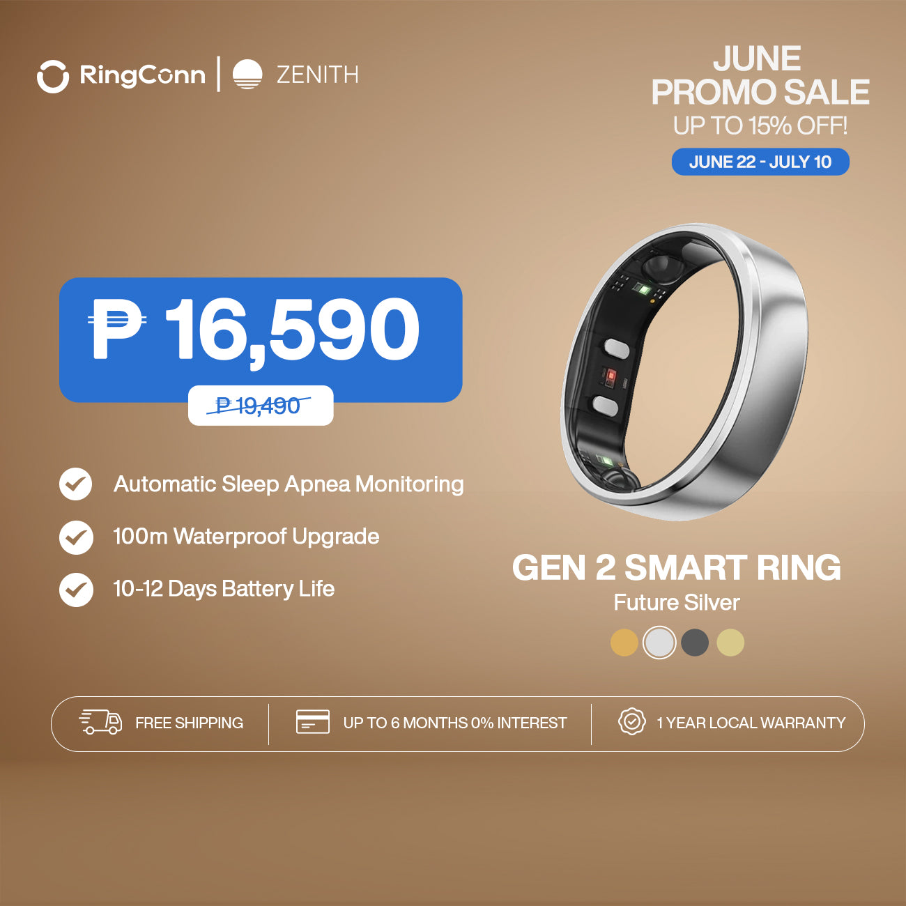 RingConn Smart Ring Gen 2 Future Silver