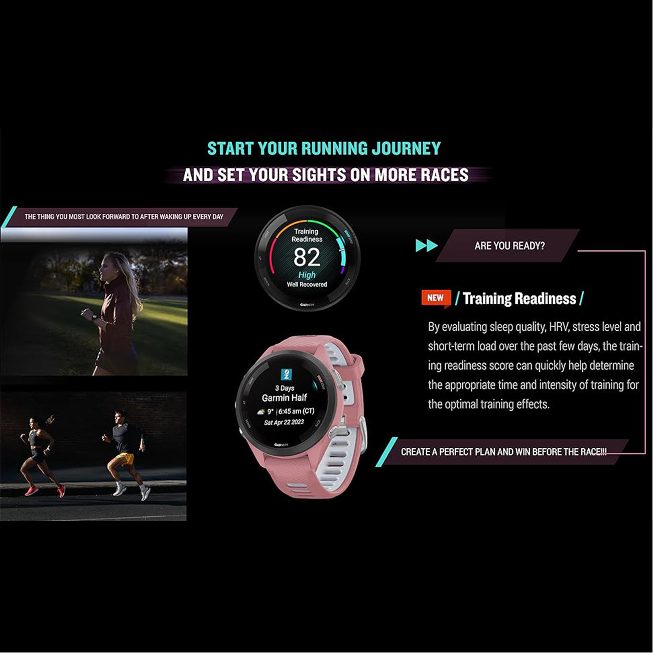 Garmin Forerunner 265 Music GPS Smart Watch- Black